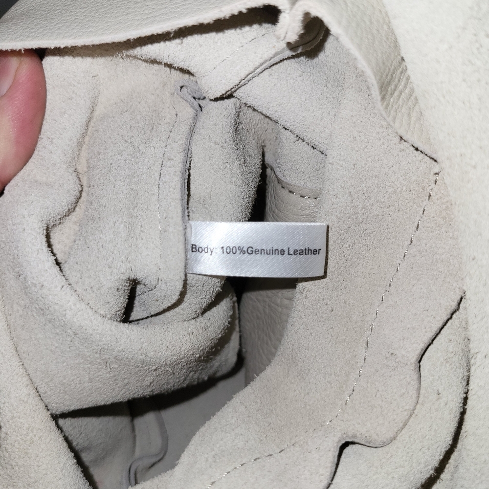 Hobo Cream Suede Genuine Leather Crossbody Bag - Picture 7 of 12